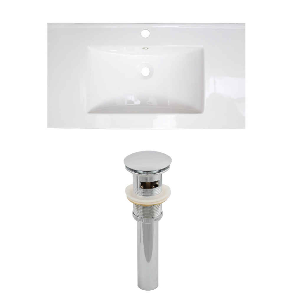 36.75-in. W 1 Hole Ceramic Top Set In White Color - Overflow Drain Incl.