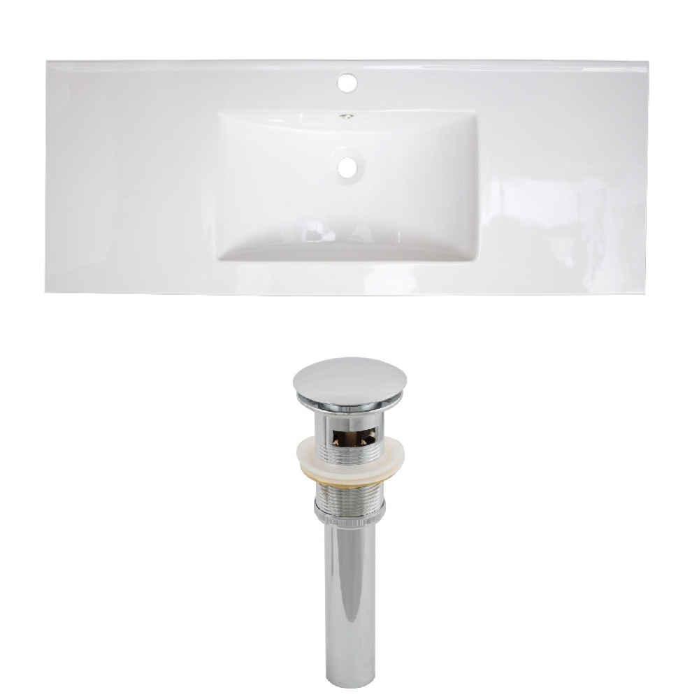 48.75-in. W 1 Hole Ceramic Top Set In White Color - Overflow Drain Incl.
