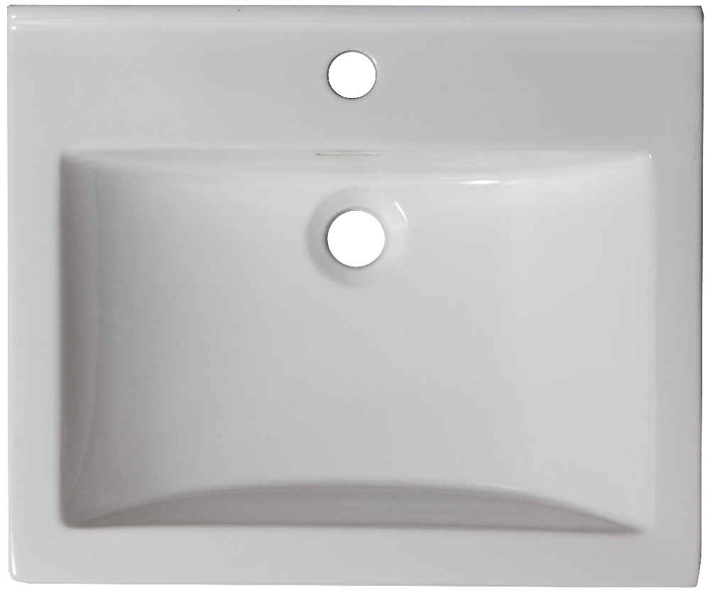 21.5-in. W 1 Hole Ceramic Top Set In White Color - Overflow Drain Incl.