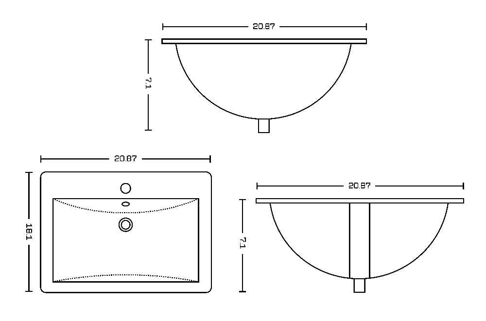 21.5-in. W 1 Hole Ceramic Top Set In White Color - Overflow Drain Incl.