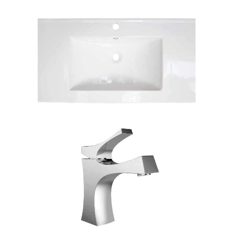 35.5-in. W 1 Hole Ceramic Top Set In White Color