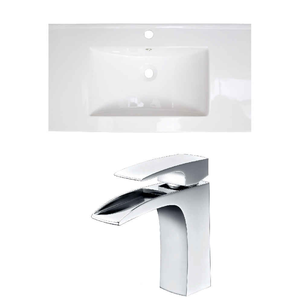 35.5-in. W 1 Hole Ceramic Top Set In White Color