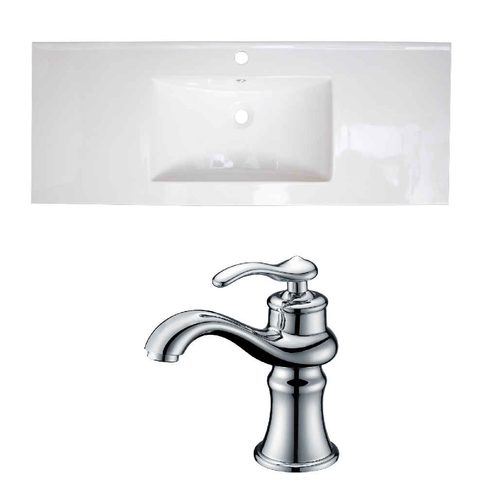 48-in. W 1 Hole Ceramic Top Set In White Color
