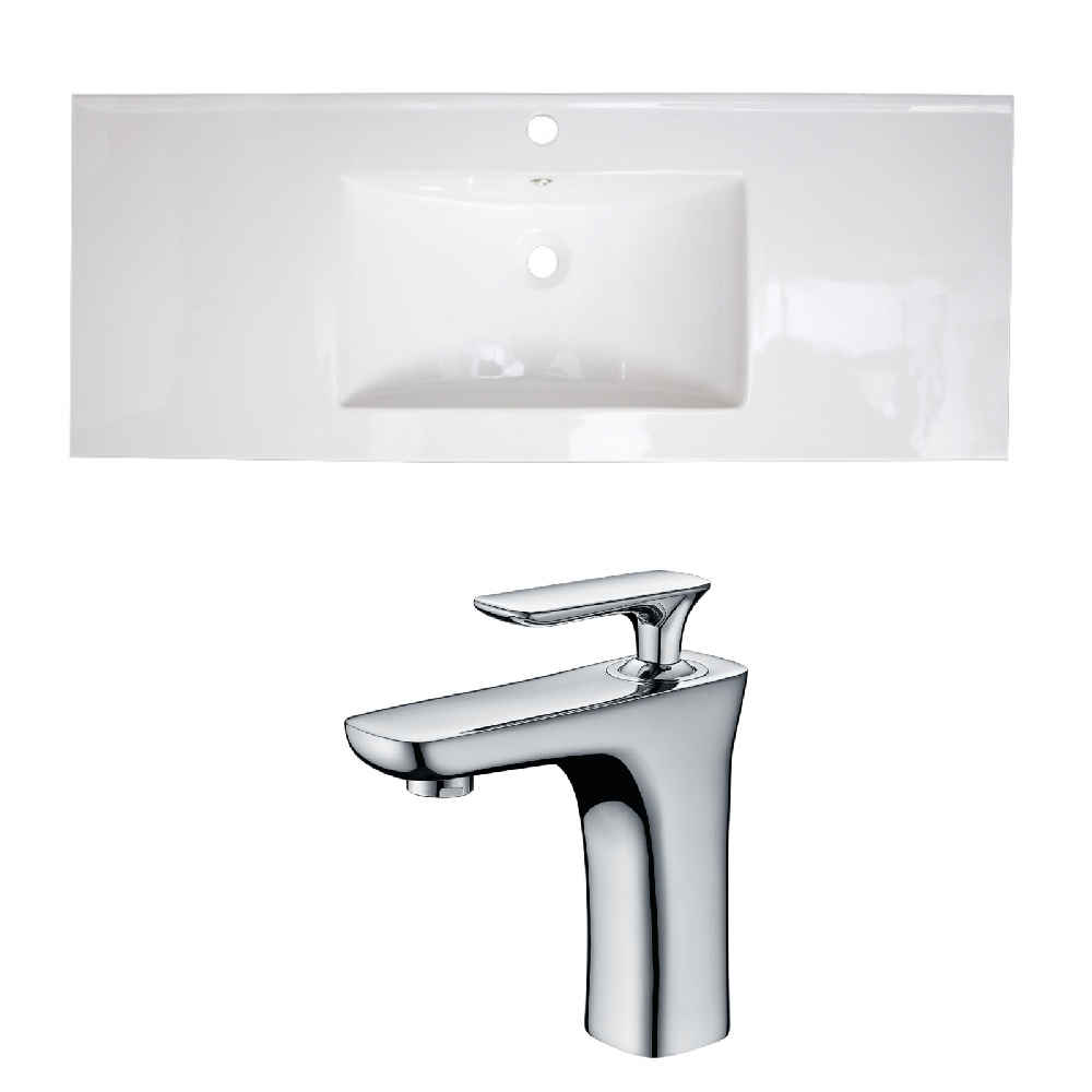 48-in. W 1 Hole Ceramic Top Set In White Color