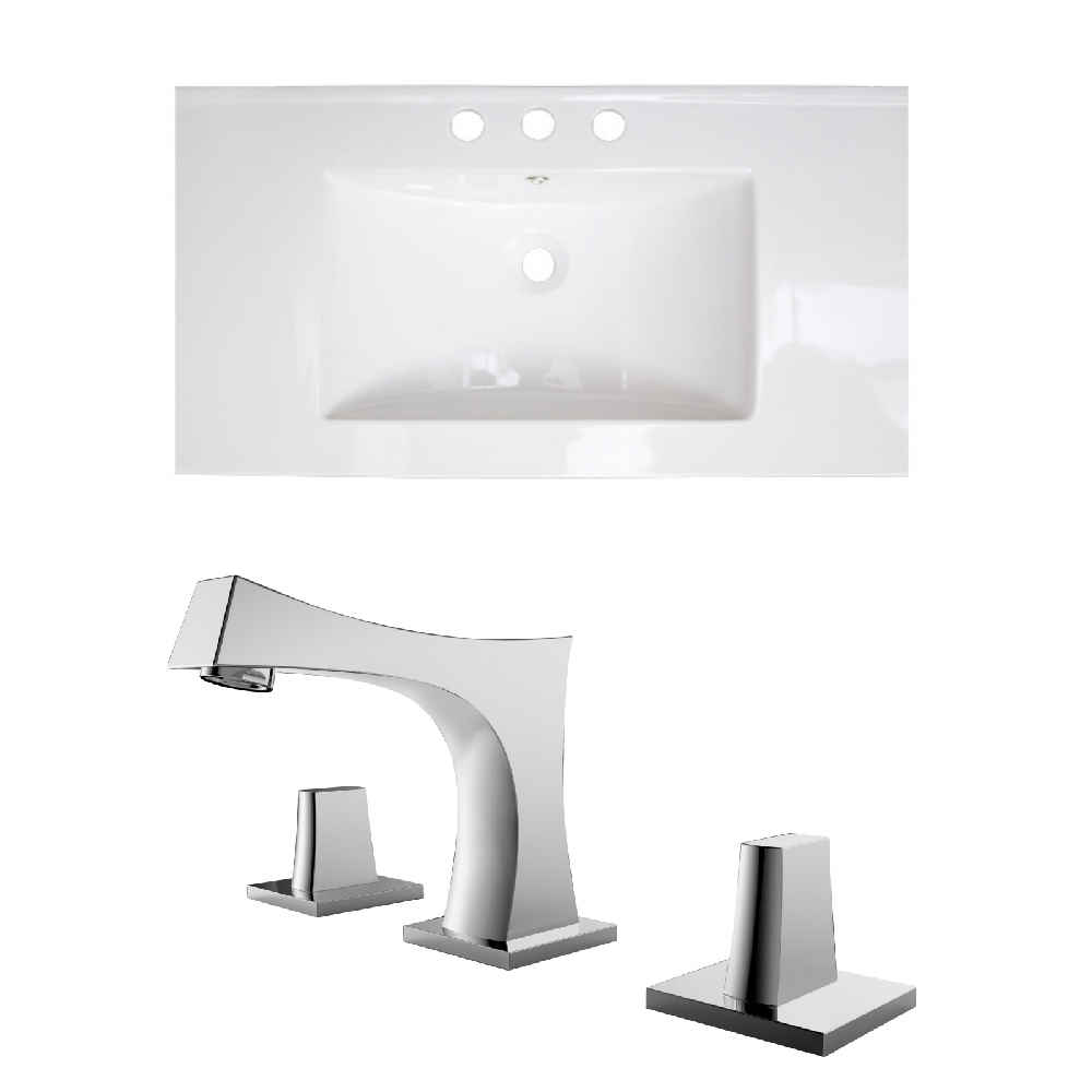 32-in. W 3H8-in. Ceramic Top Set In White Color