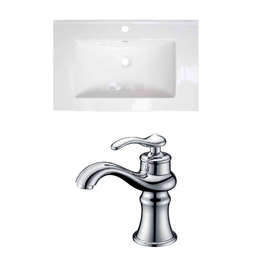 23.75-in. W 1 Hole Ceramic Top Set In White Color