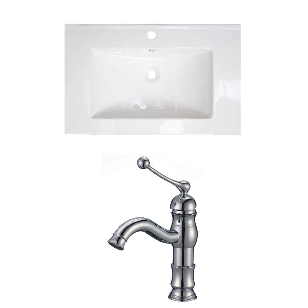 23.75-in. W 1 Hole Ceramic Top Set In White Color