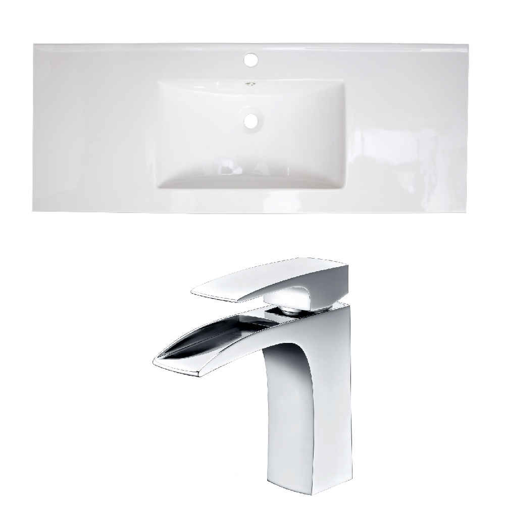 48-in. W 1 Hole Ceramic Top Set In White Color