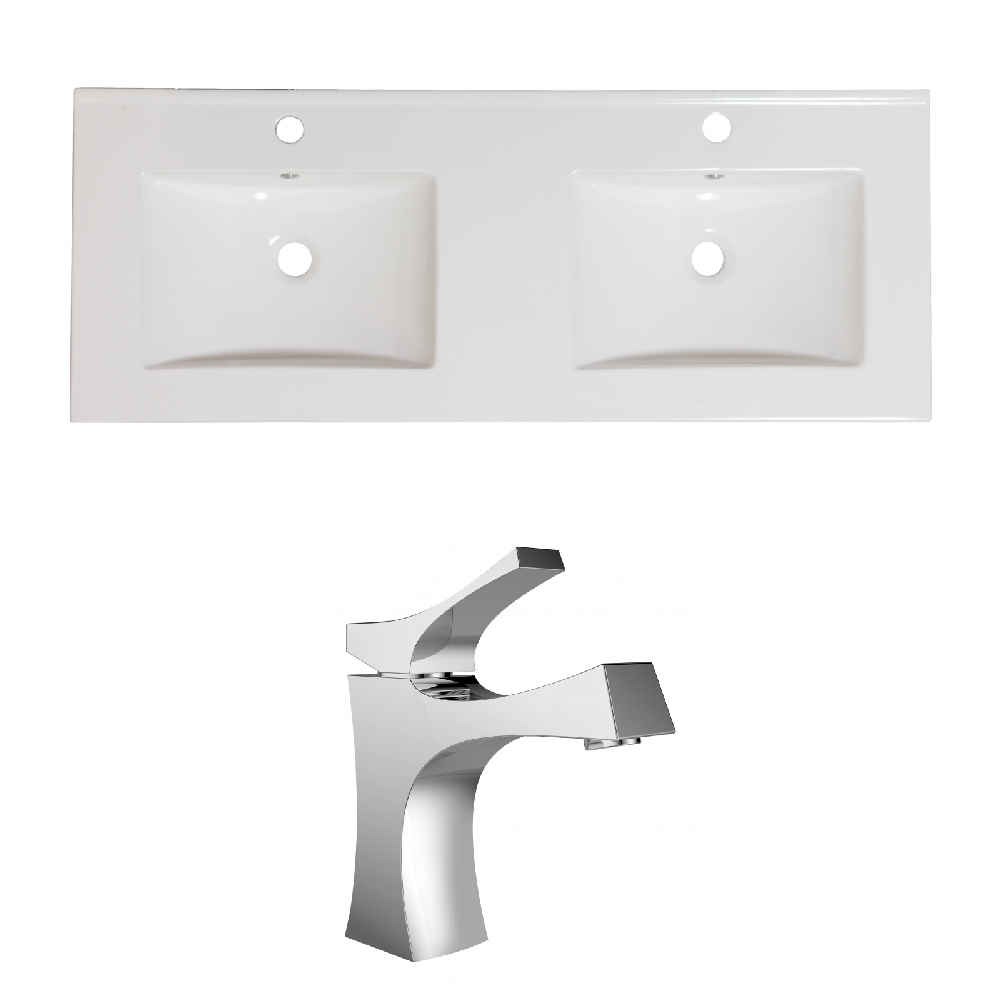 48-in. W 1 Hole Ceramic Top Set In White Color