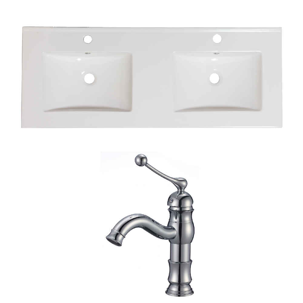 48-in. W 1 Hole Ceramic Top Set In White Color
