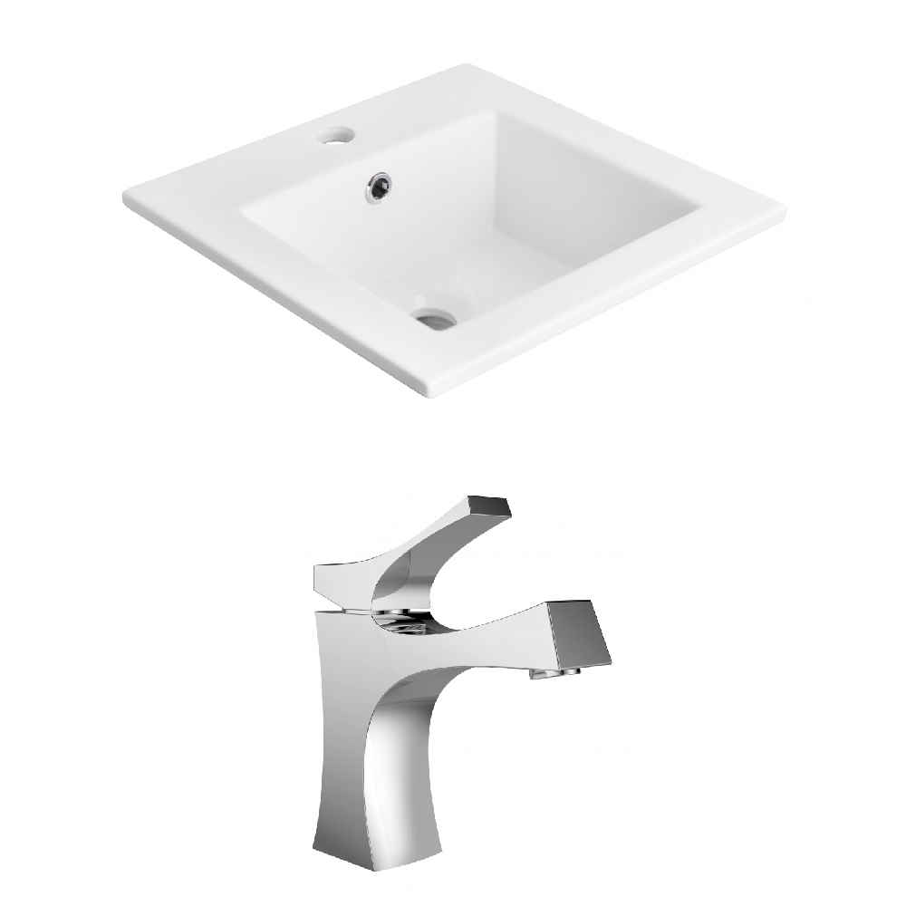 21-in. W 1 Hole Ceramic Top Set In White Color