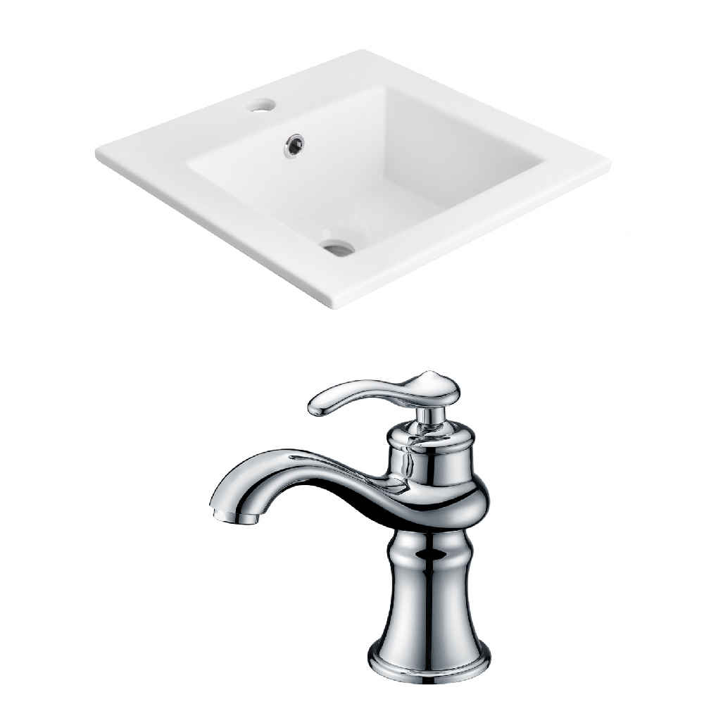 21-in. W 1 Hole Ceramic Top Set In White Color