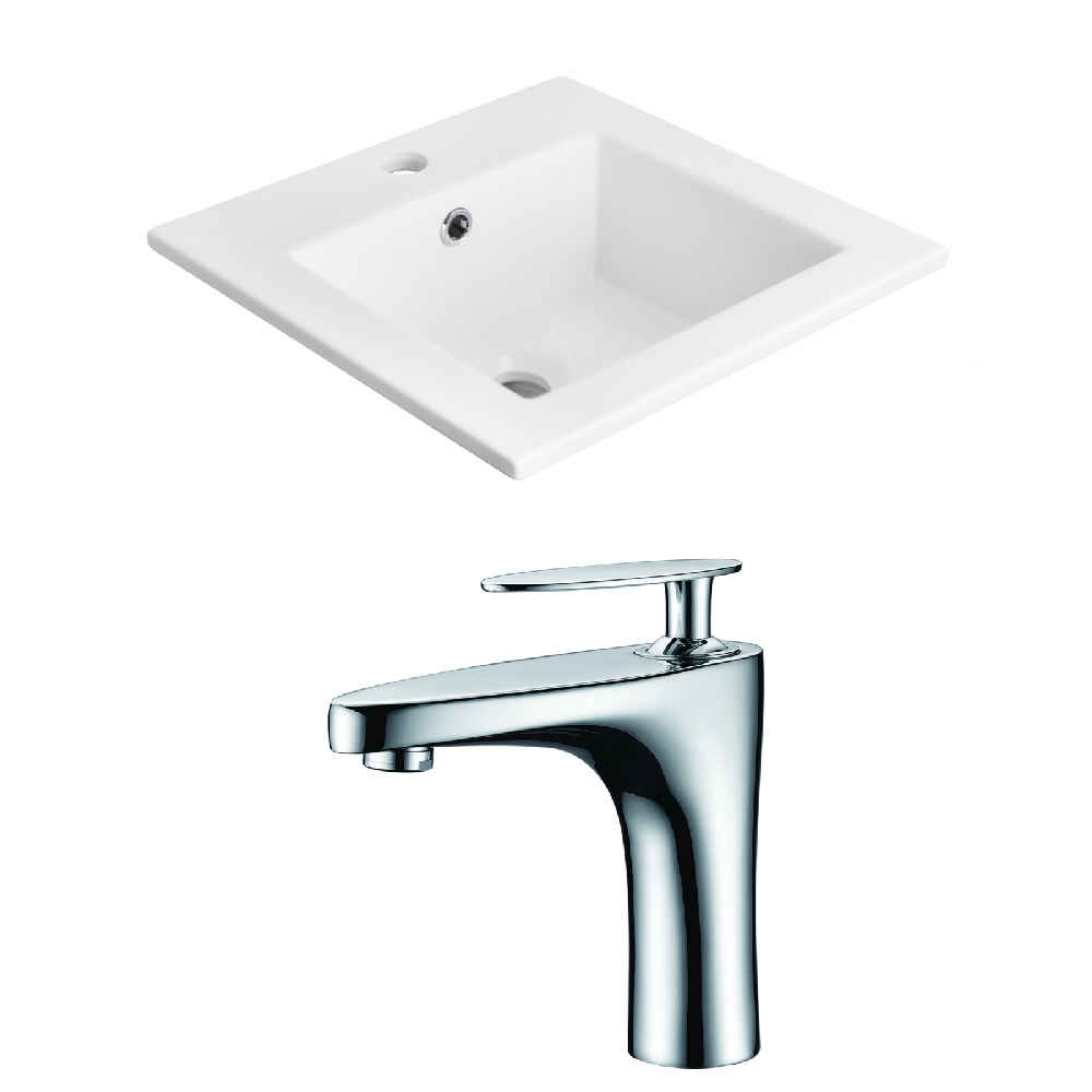 21-in. W 1 Hole Ceramic Top Set In White Color