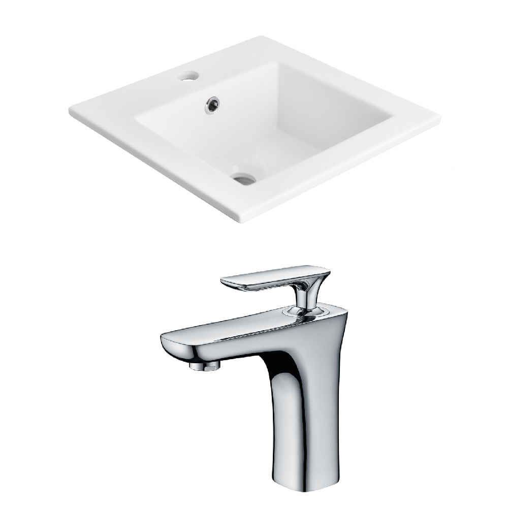 21-in. W 1 Hole Ceramic Top Set In White Color