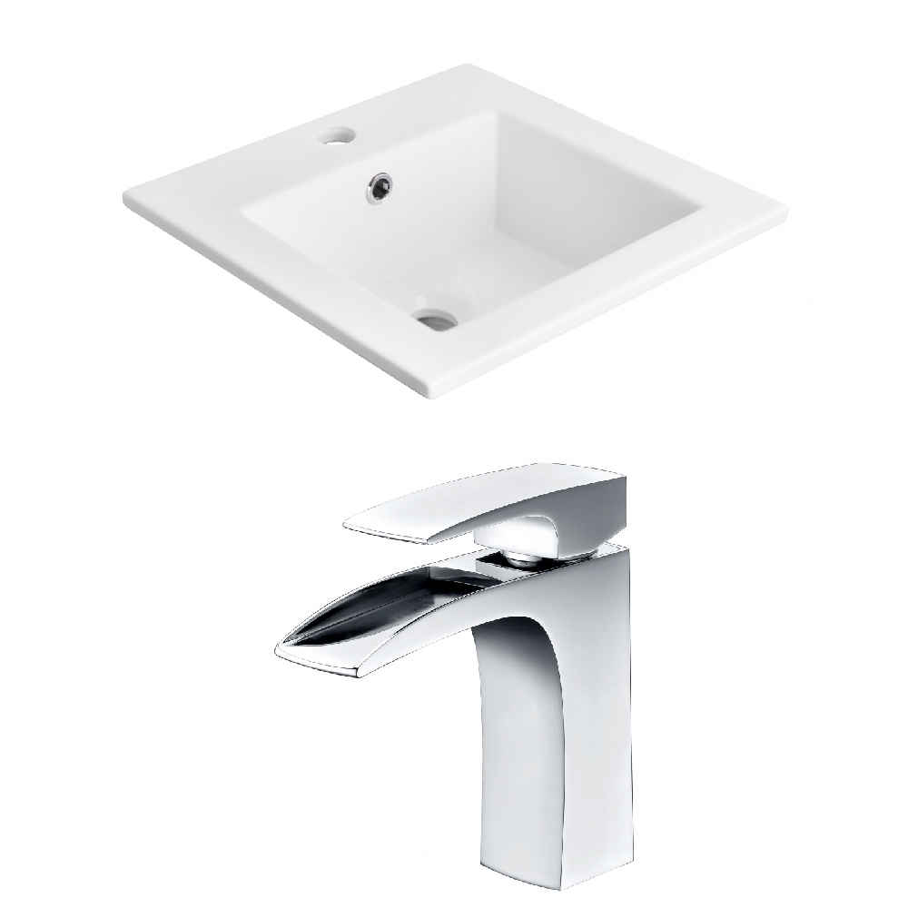 21-in. W 1 Hole Ceramic Top Set In White Color