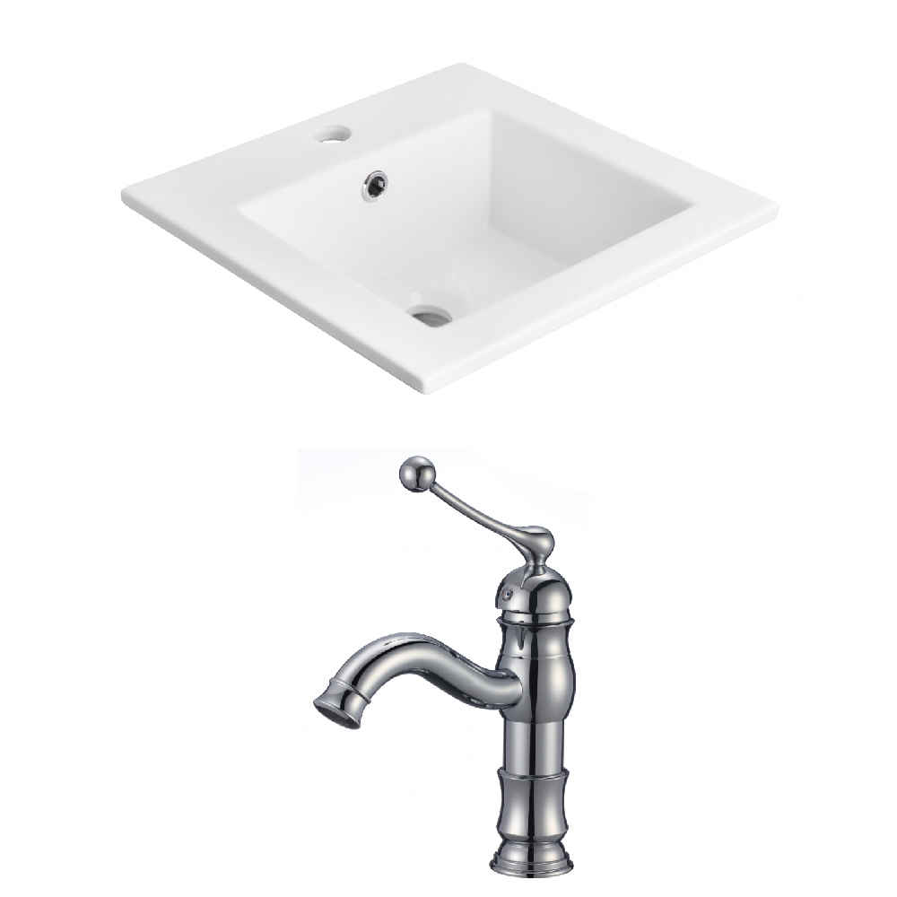 21-in. W 1 Hole Ceramic Top Set In White Color