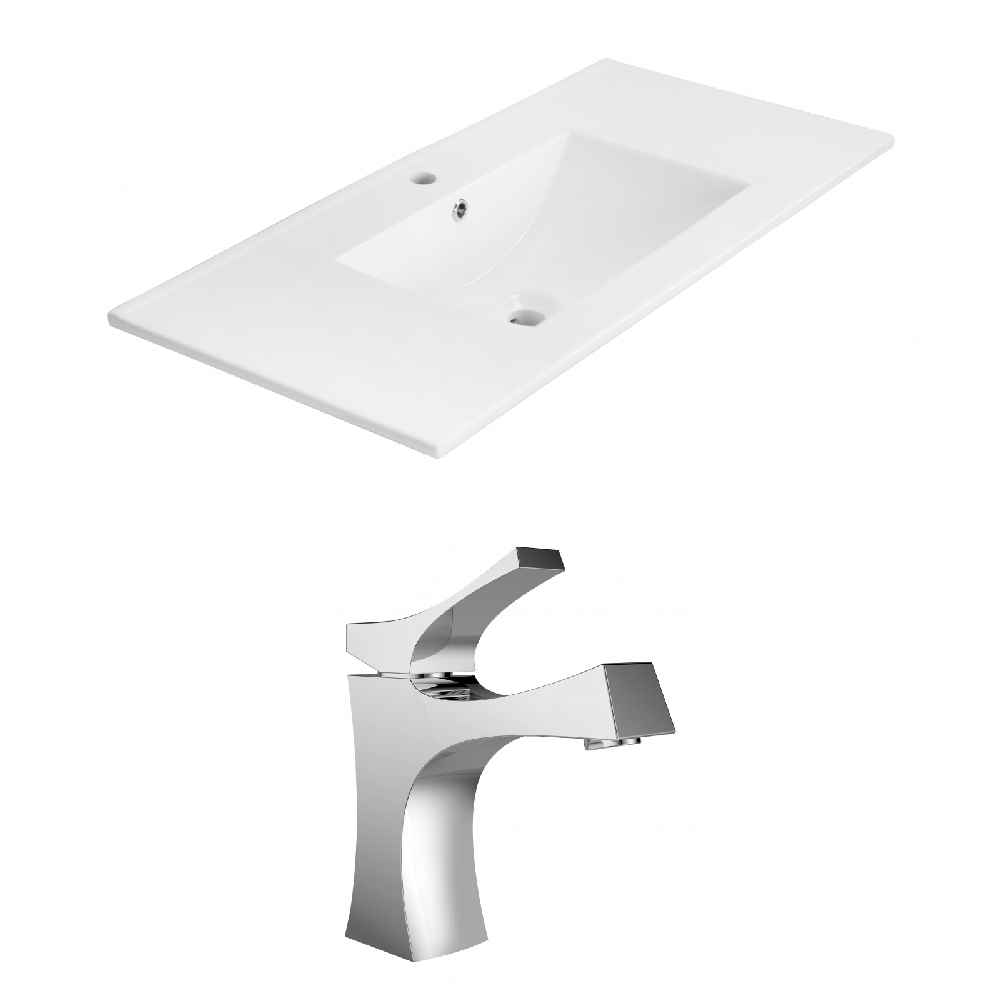 35.5-in. W 1 Hole Ceramic Top Set In White Color