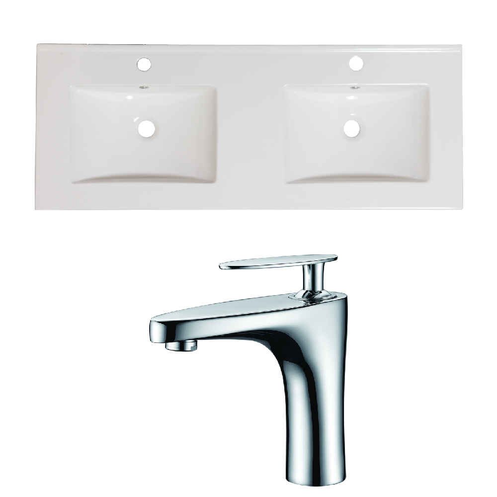 59-in. W 1 Hole Ceramic Top Set In White Color