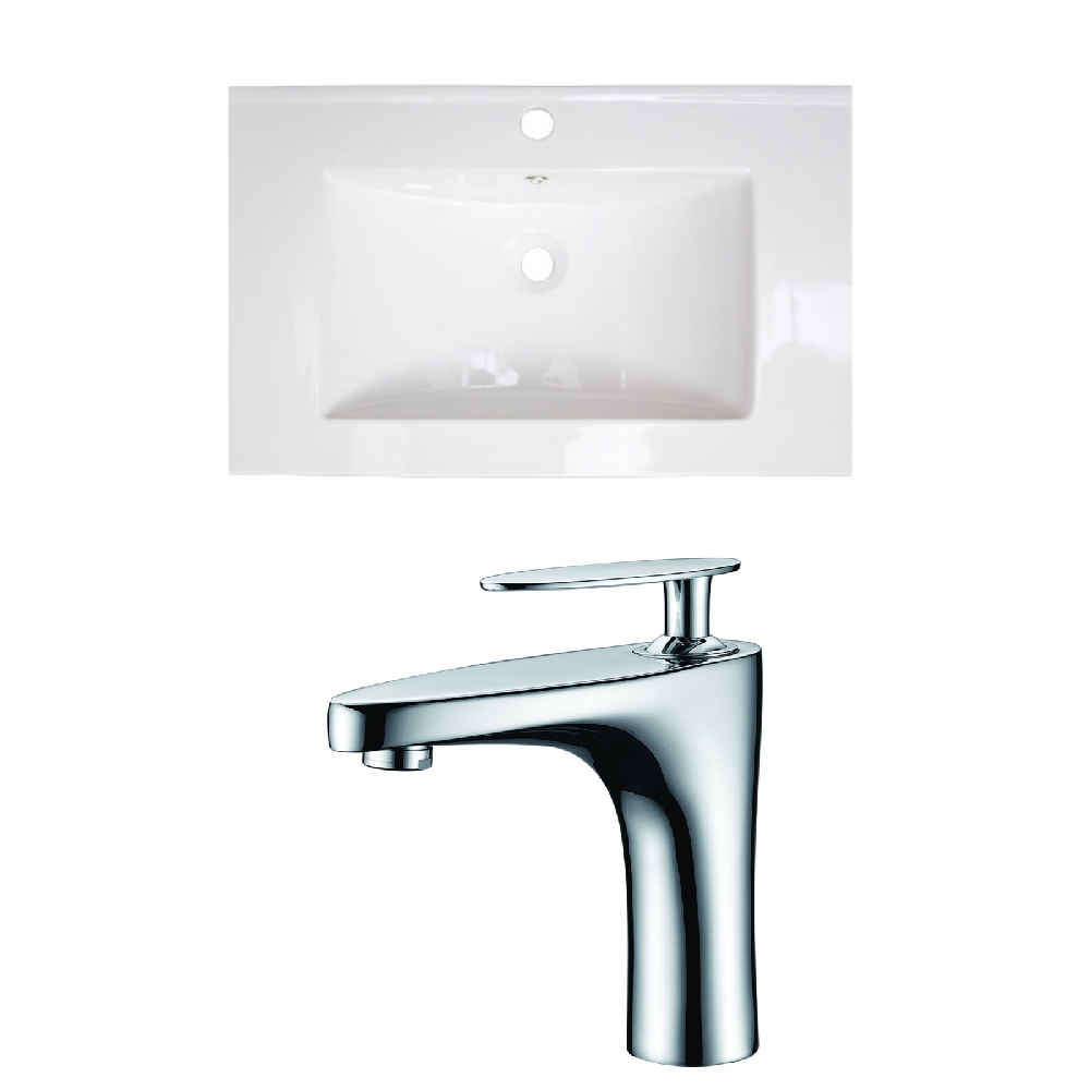 21-in. W 1 Hole Ceramic Top Set In White Color