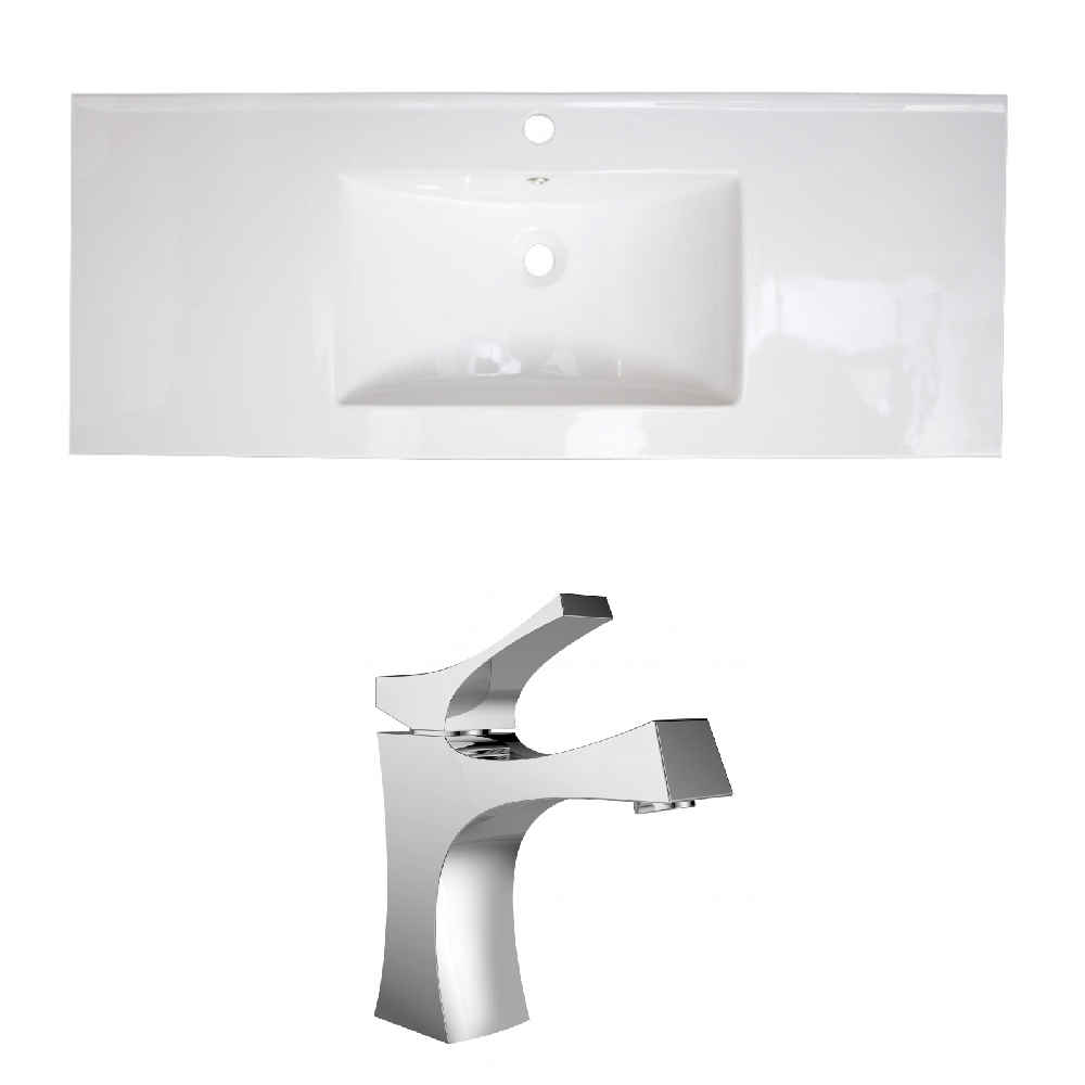 39.75-in. W 1 Hole Ceramic Top Set In White Color