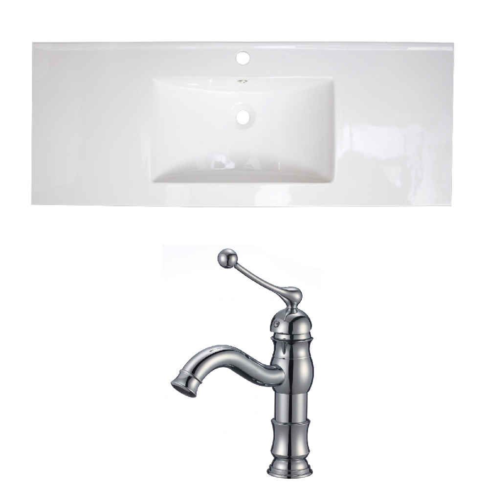 39.75-in. W 1 Hole Ceramic Top Set In White Color
