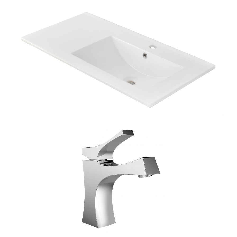 35.5-in. W 1 Hole Ceramic Top Set In White Color