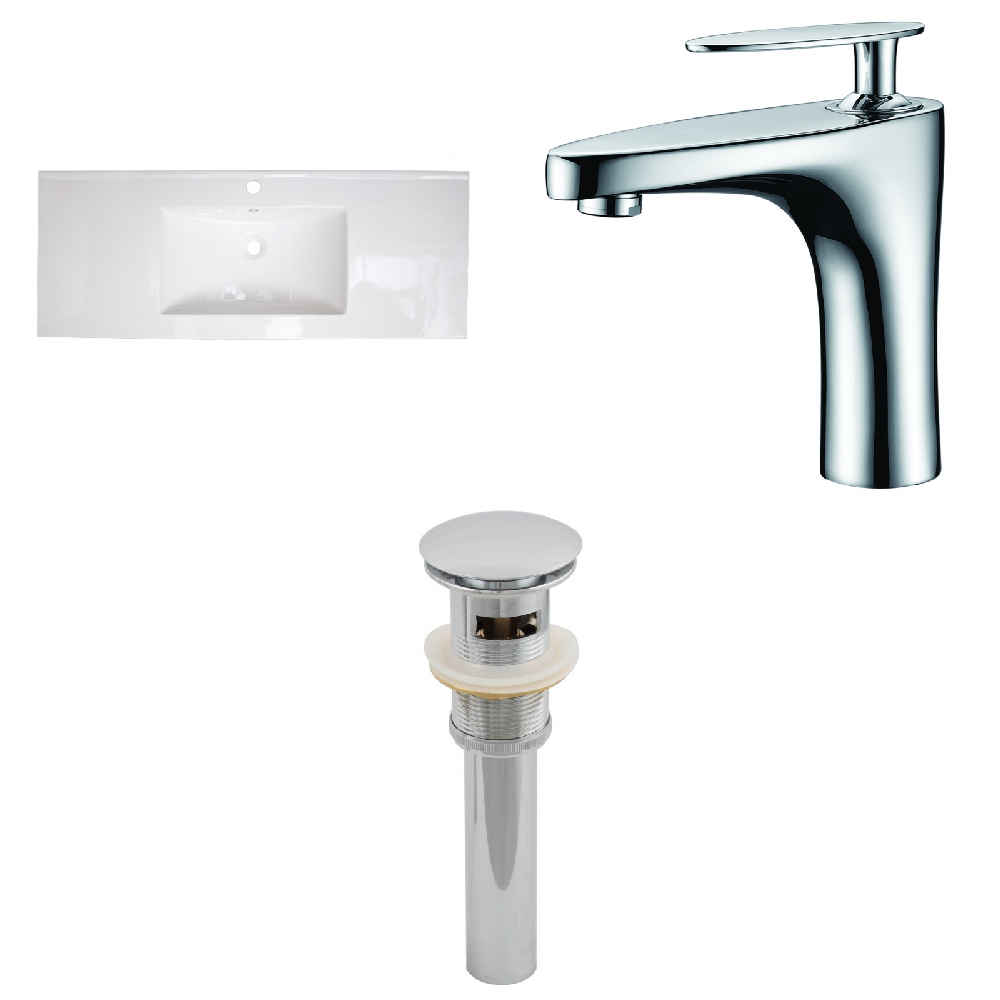 48-in. W 1 Hole Ceramic Top Set In White Color - Overflow Drain Incl.