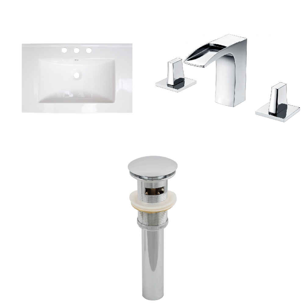23.75-in. W 3H8-in. Ceramic Top Set In White Color - Overflow Drain Incl.