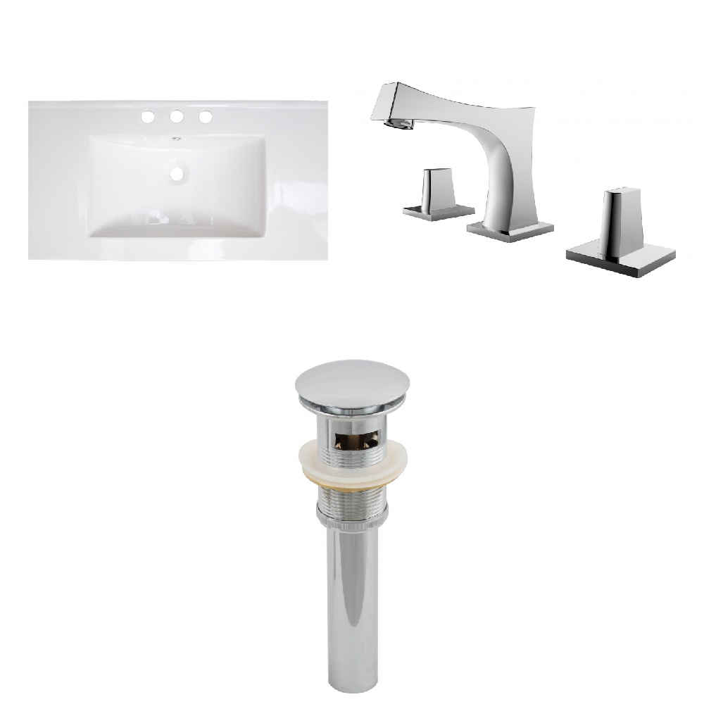 32-in. W 3H8-in. Ceramic Top Set In White Color - Overflow Drain Incl.