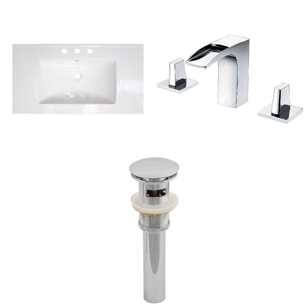 32-in. W 3H8-in. Ceramic Top Set In White Color - Overflow Drain Incl.