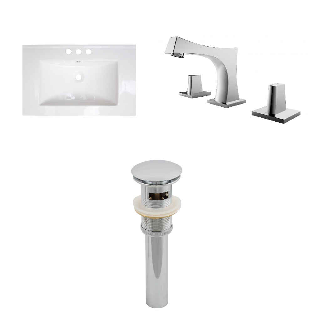 30-in. W 3H8-in. Ceramic Top Set In White Color - Overflow Drain Incl.