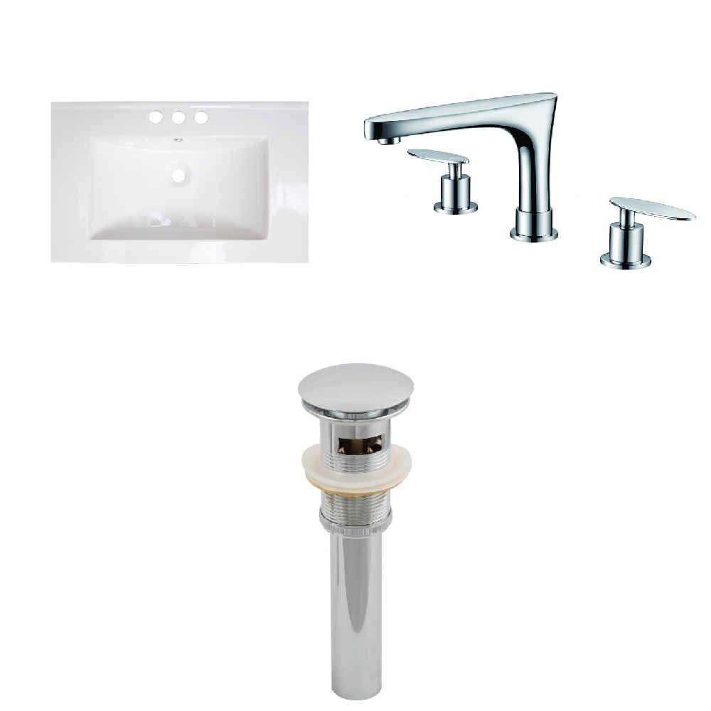 30-in. W 3H8-in. Ceramic Top Set In White Color - Overflow Drain Incl.