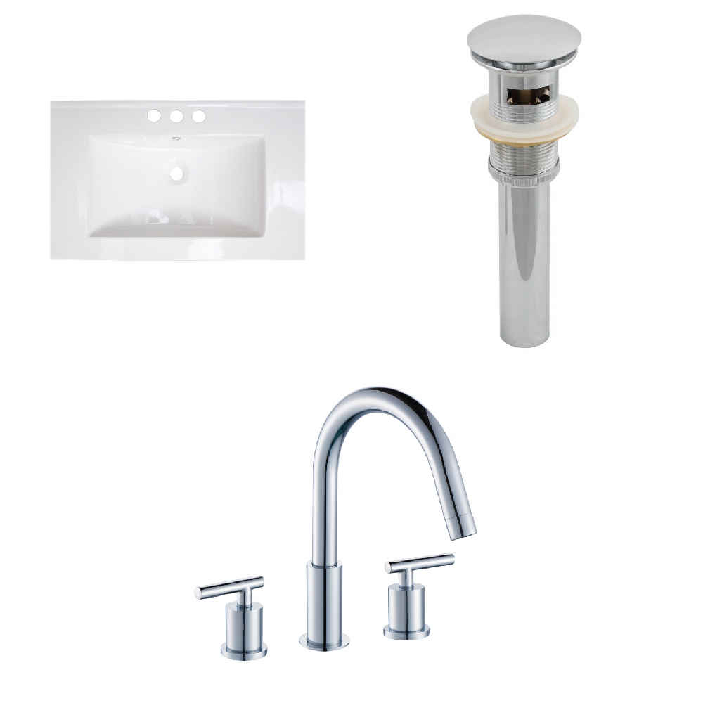 30-in. W 3H8-in. Ceramic Top Set In White Color - Overflow Drain Incl.