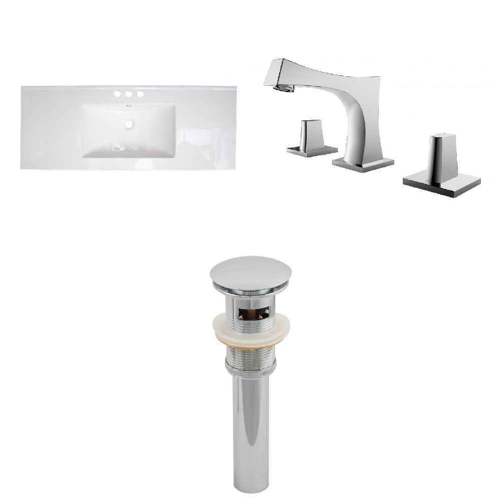 48-in. W 3H8-in. Ceramic Top Set In White Color - Overflow Drain Incl.