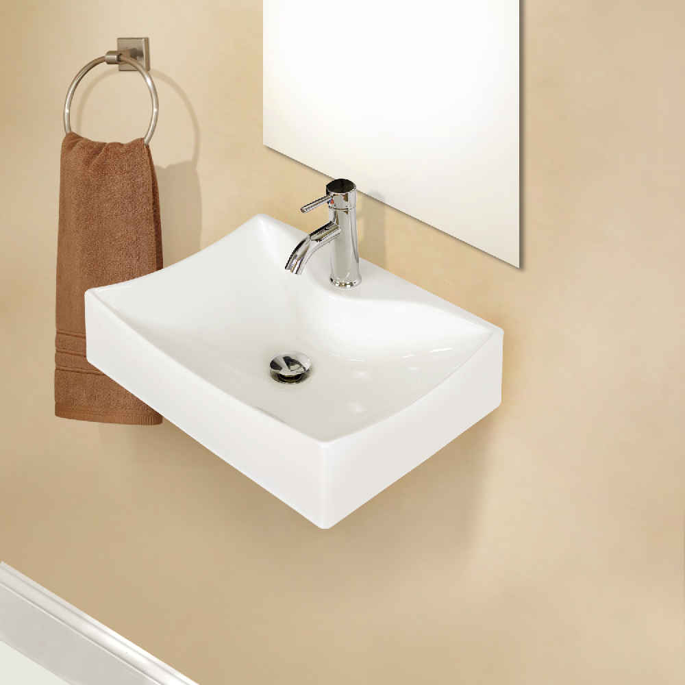 21.5-in. x 15.75-in. Rectangle Bathroom Vessel Sink White Enamel Glaze