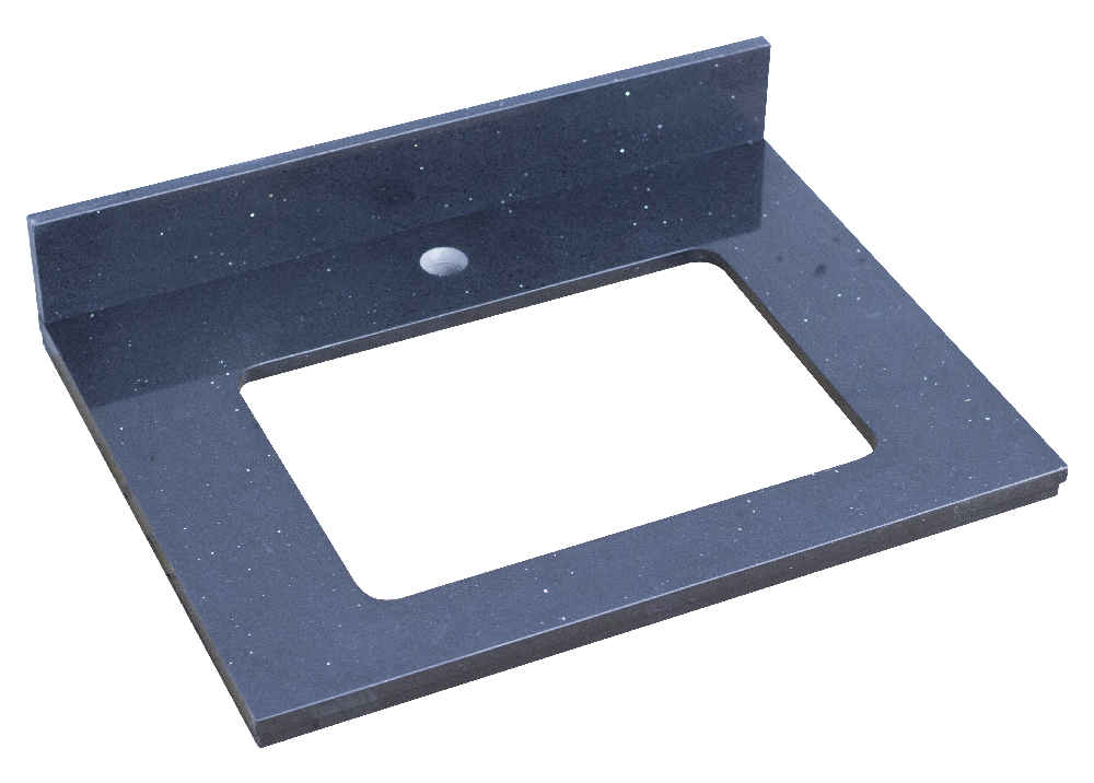 23.75-in. W Floor Mount White Vanity Set For 1 Hole Drilling Black Galaxy Top White UM Sink