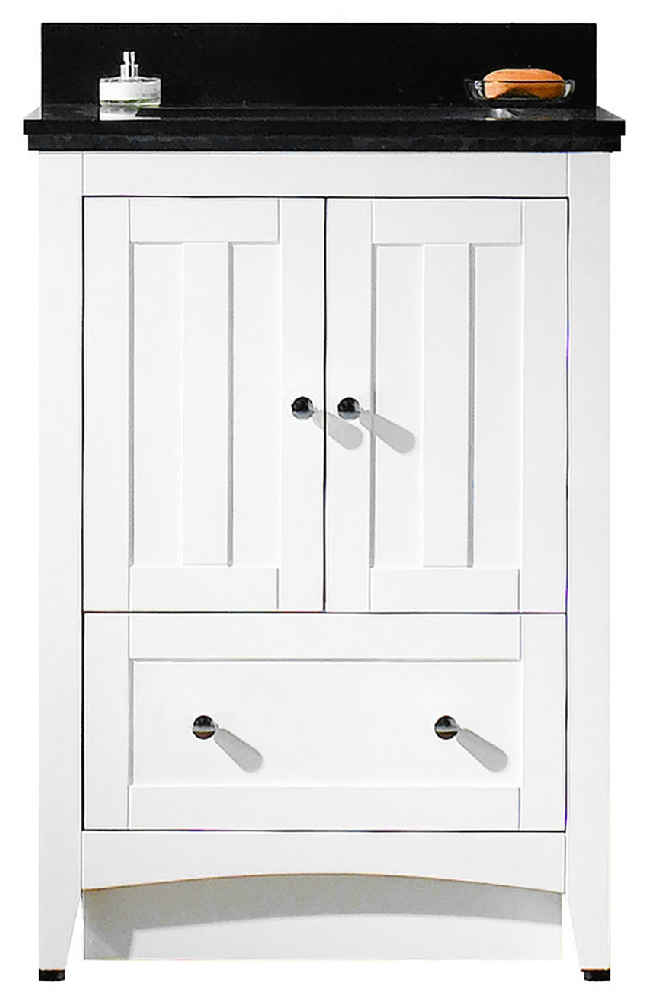 23.75-in. W Floor Mount White Vanity Set For 3H8-in. Drilling Black Galaxy Top White UM Sink