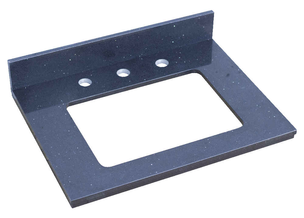 23.75-in. W Floor Mount White Vanity Set For 3H8-in. Drilling Black Galaxy Top Biscuit UM Sink