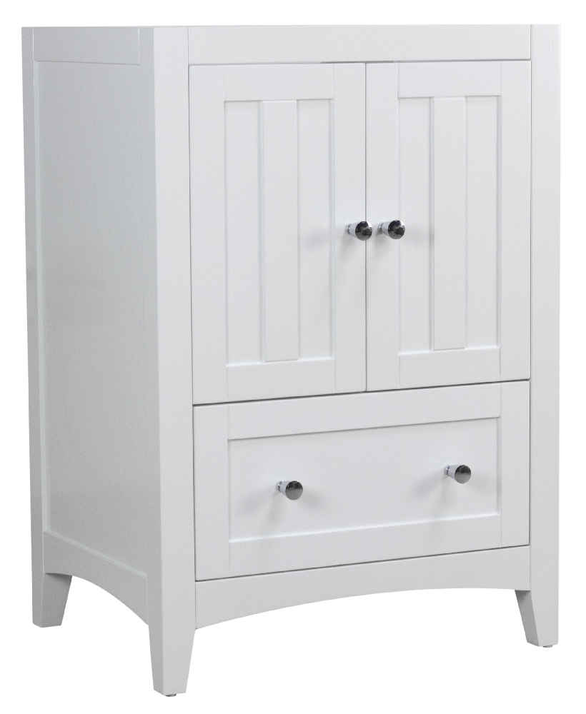 23.75-in. W Floor Mount White Vanity Set For 1 Hole Drilling Bianca Carara Top Biscuit UM Sink