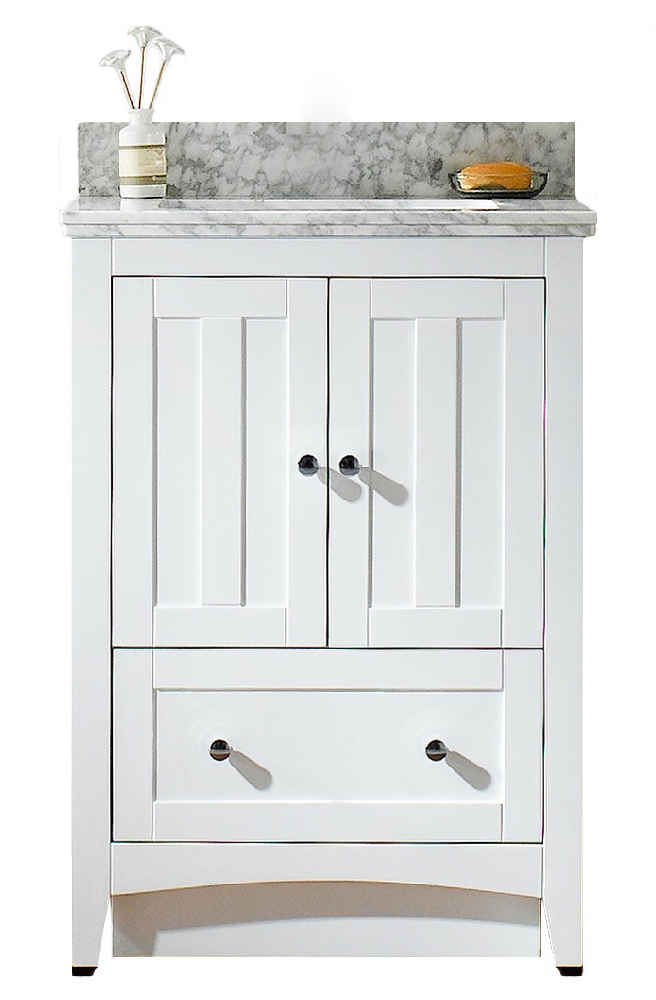 23.75-in. W Floor Mount White Vanity Set For 3H8-in. Drilling Bianca Carara Top White UM Sink