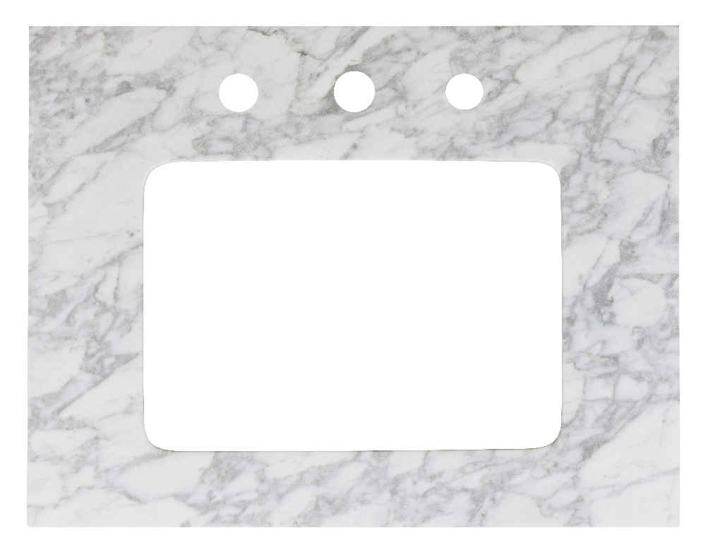 23.75-in. W Floor Mount White Vanity Set For 3H8-in. Drilling Bianca Carara Top Biscuit UM Sink