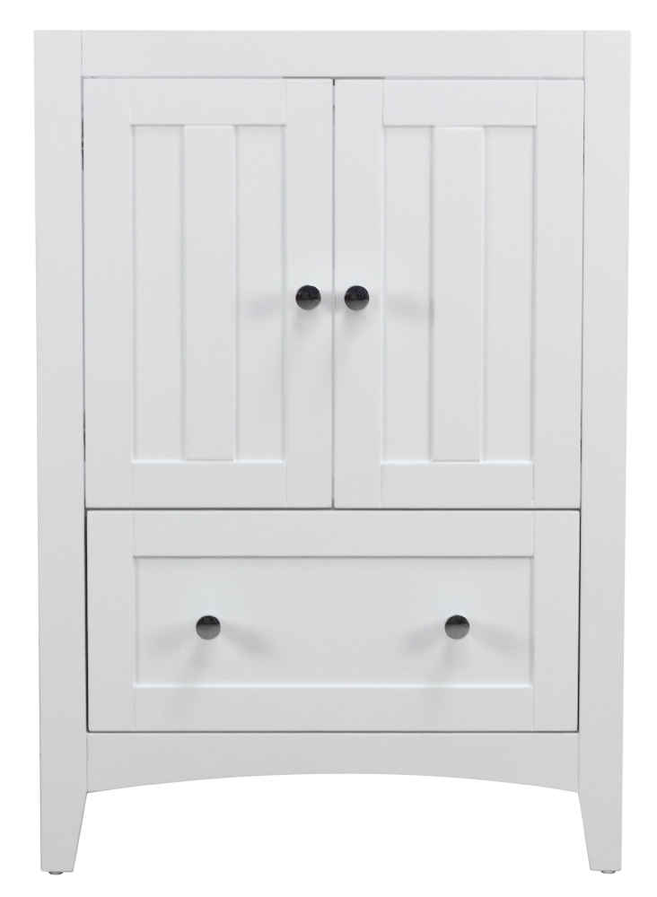 23.75-in. W Floor Mount White Vanity Set For 3H8-in. Drilling Bianca Carara Top Biscuit UM Sink