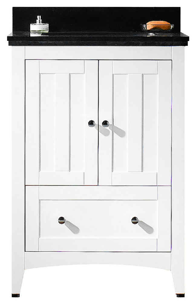 23.75-in. W Floor Mount White Vanity Set For 1 Hole Drilling Black Galaxy Top White UM Sink