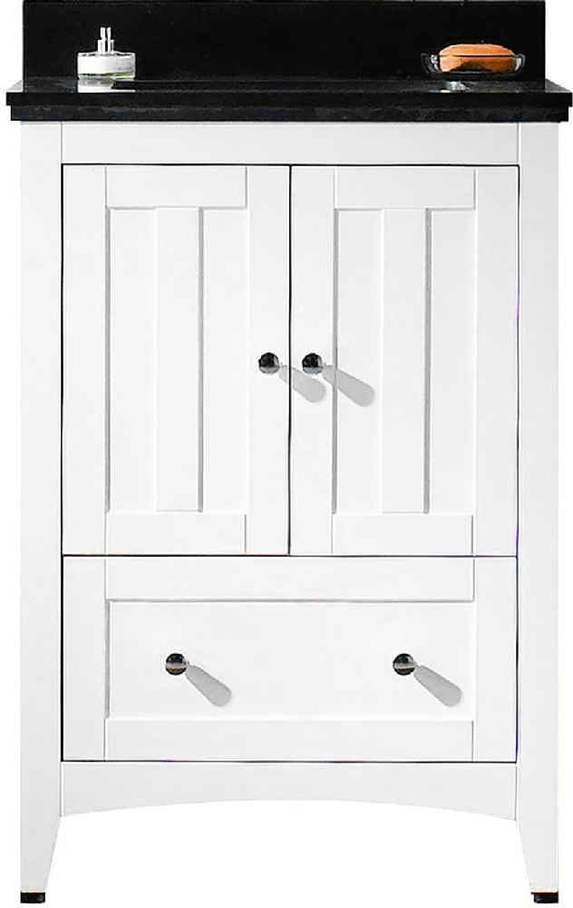 23.75-in. W Floor Mount White Vanity Set For 3H4-in. Drilling Black Galaxy Top White UM Sink