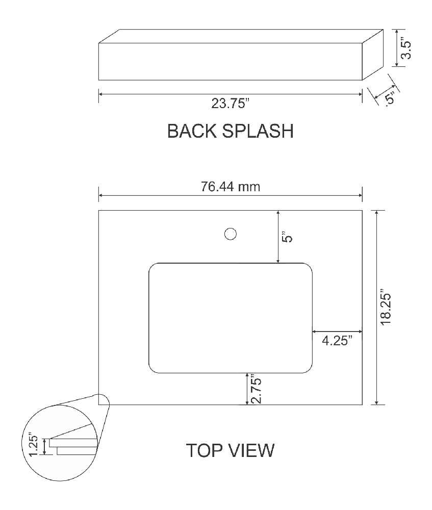 23.75-in. W Floor Mount White Vanity Set For 1 Hole Drilling Bianca Carara Top White UM Sink