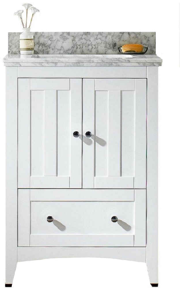 23.75-in. W Floor Mount White Vanity Set For 1 Hole Drilling Bianca Carara Top White UM Sink