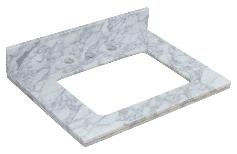 23.75-in. W Floor Mount White Vanity Set For 3H8-in. Drilling Bianca Carara Top Biscuit UM Sink