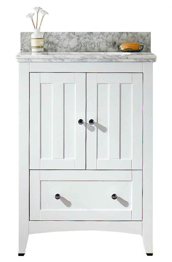 23.75-in. W Floor Mount White Vanity Set For 3H4-in. Drilling Bianca Carara Top White UM Sink