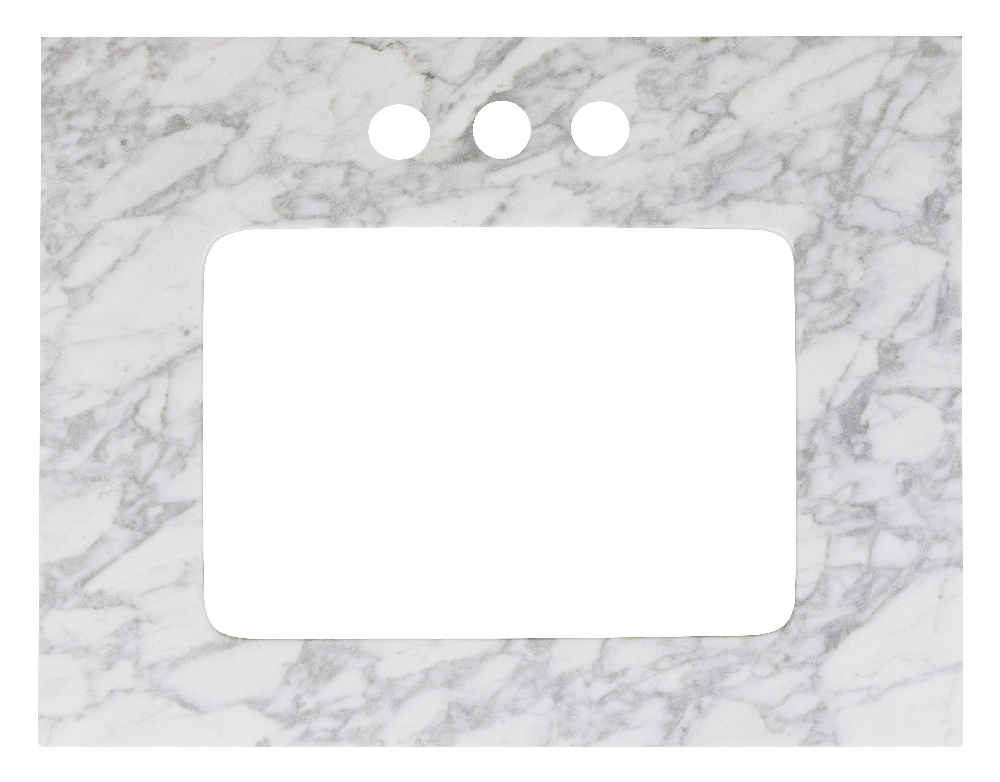 23.75-in. W Floor Mount White Vanity Set For 3H4-in. Drilling Bianca Carara Top Biscuit UM Sink