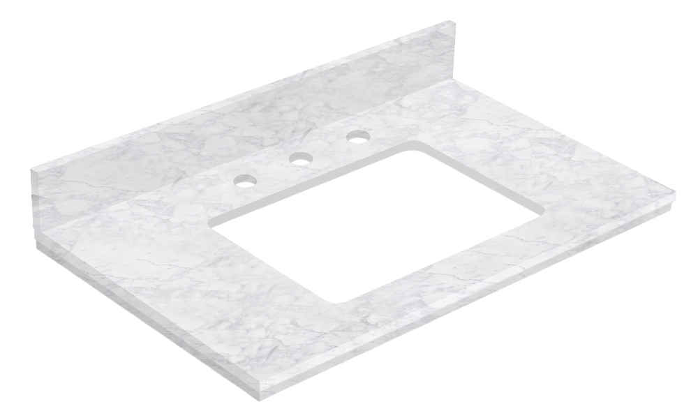 30.5-in. W Floor Mount White Vanity Set For 3H8-in. Drilling Bianca Carara Top Biscuit UM Sink